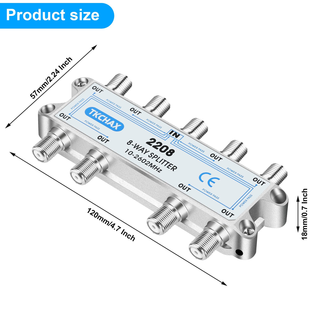 TKCHAX 8‑way splitter grounding port enabling proper grounding setup
