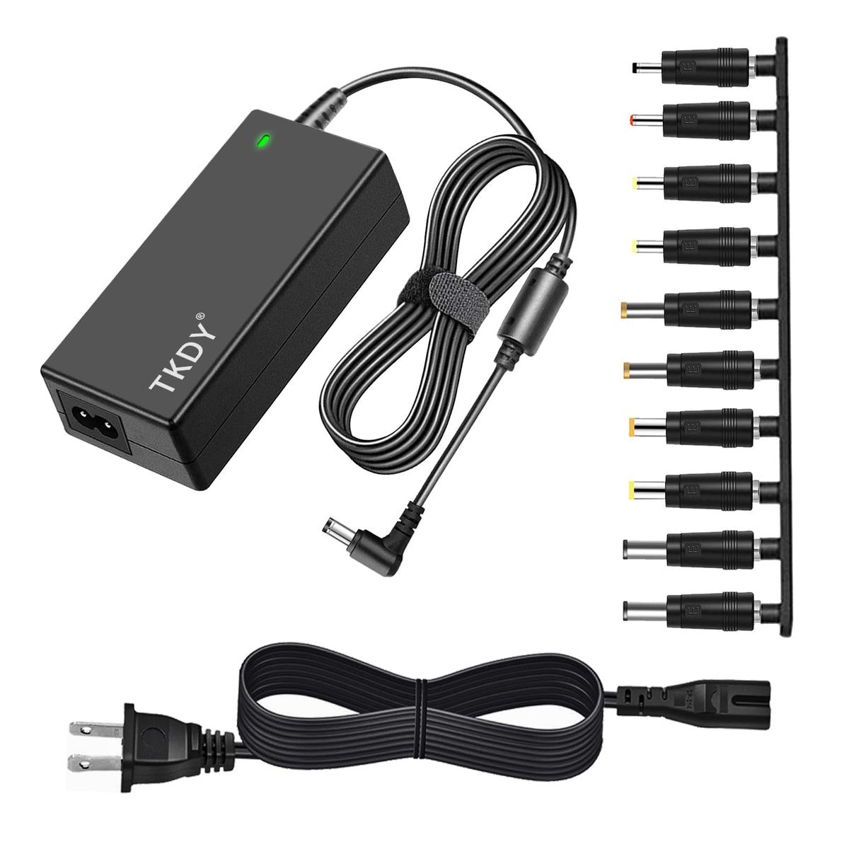 TKDY 19V 65W power supply front view for compact desk setup and easy accessibility