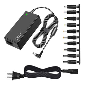 TKDY 19V 65W power supply front view for compact desk setup and easy accessibility