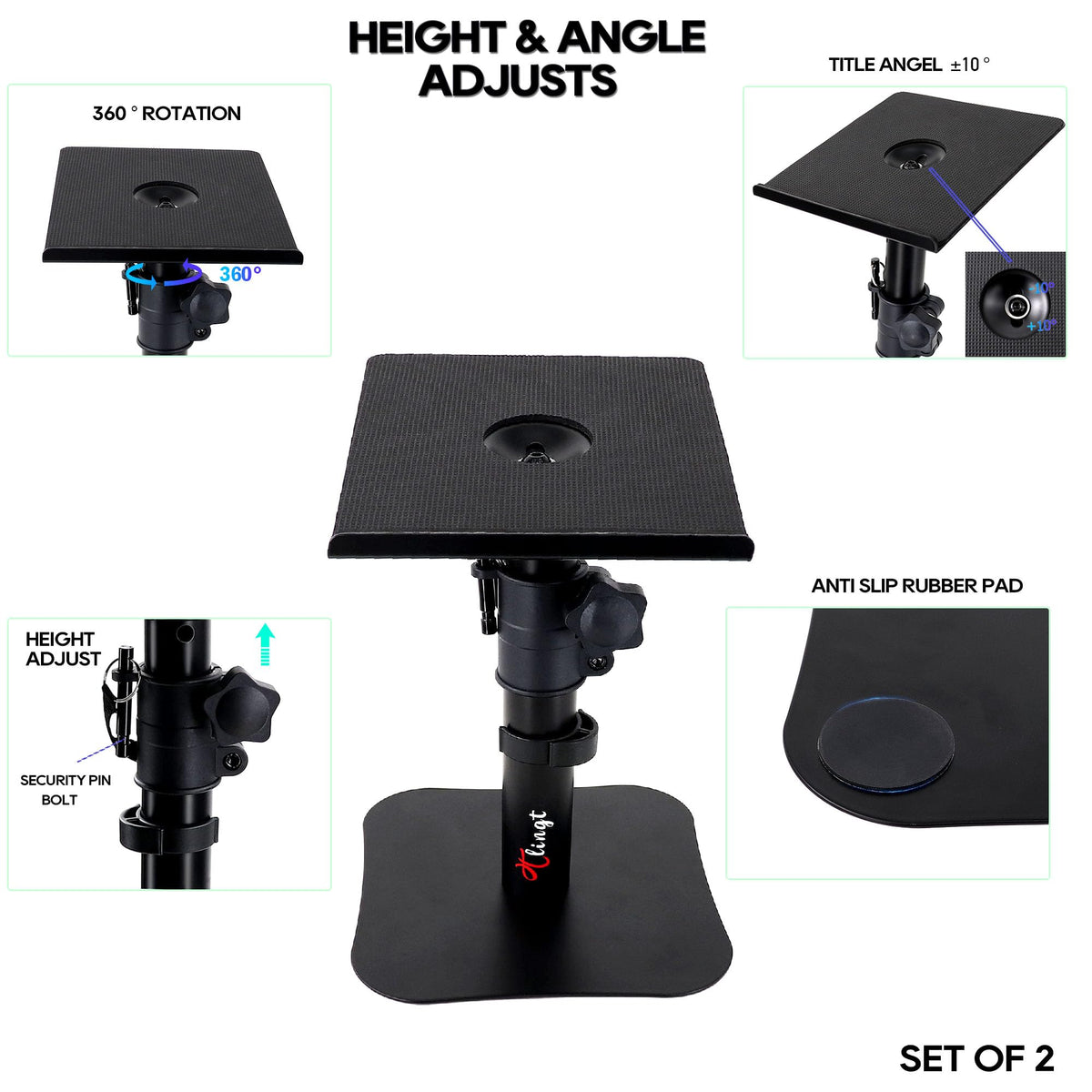 Tlingt tilt adjustment detail showing -10° to +10° alignment benefit