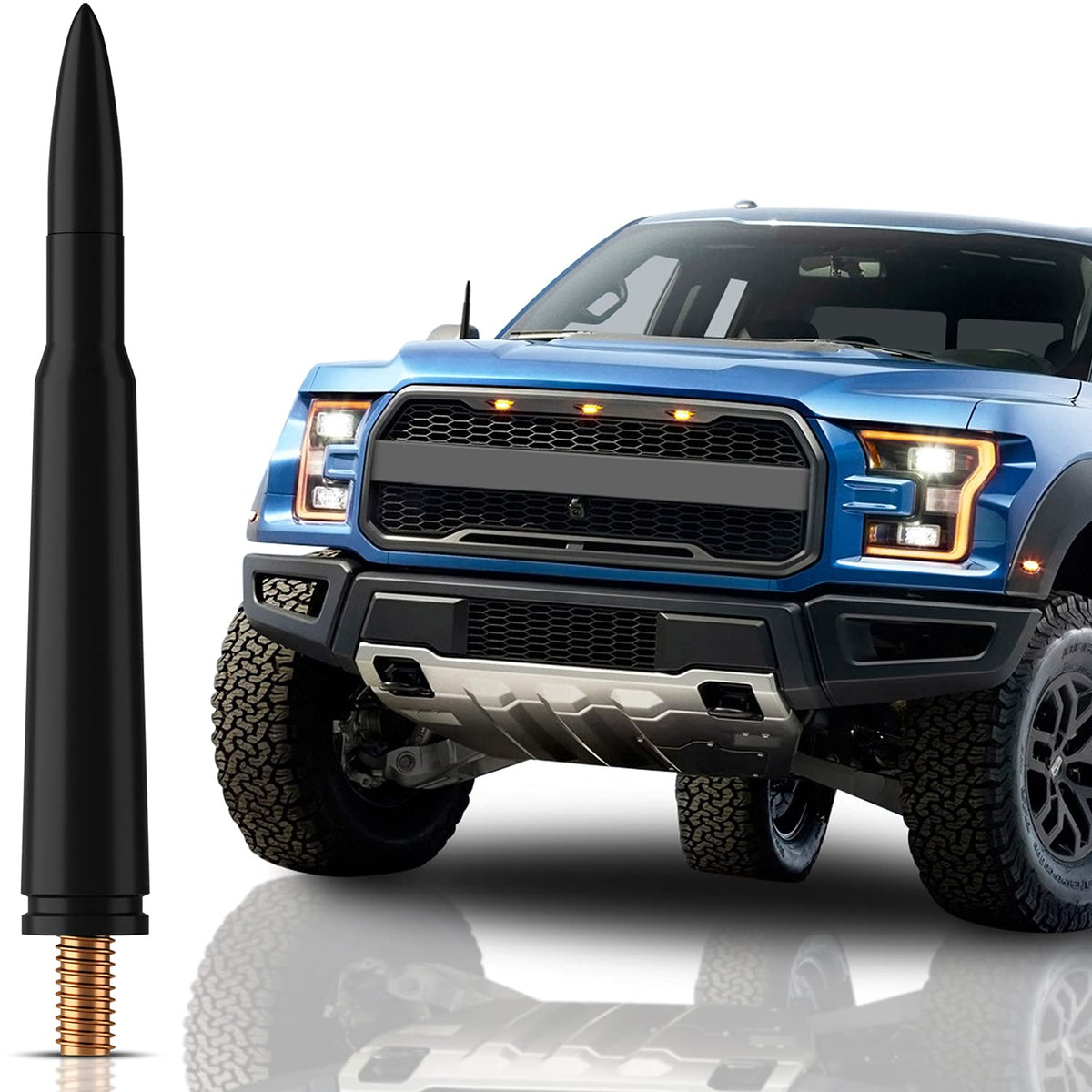 TN TrunkNets front view of bullet antenna showing compact profile and durability