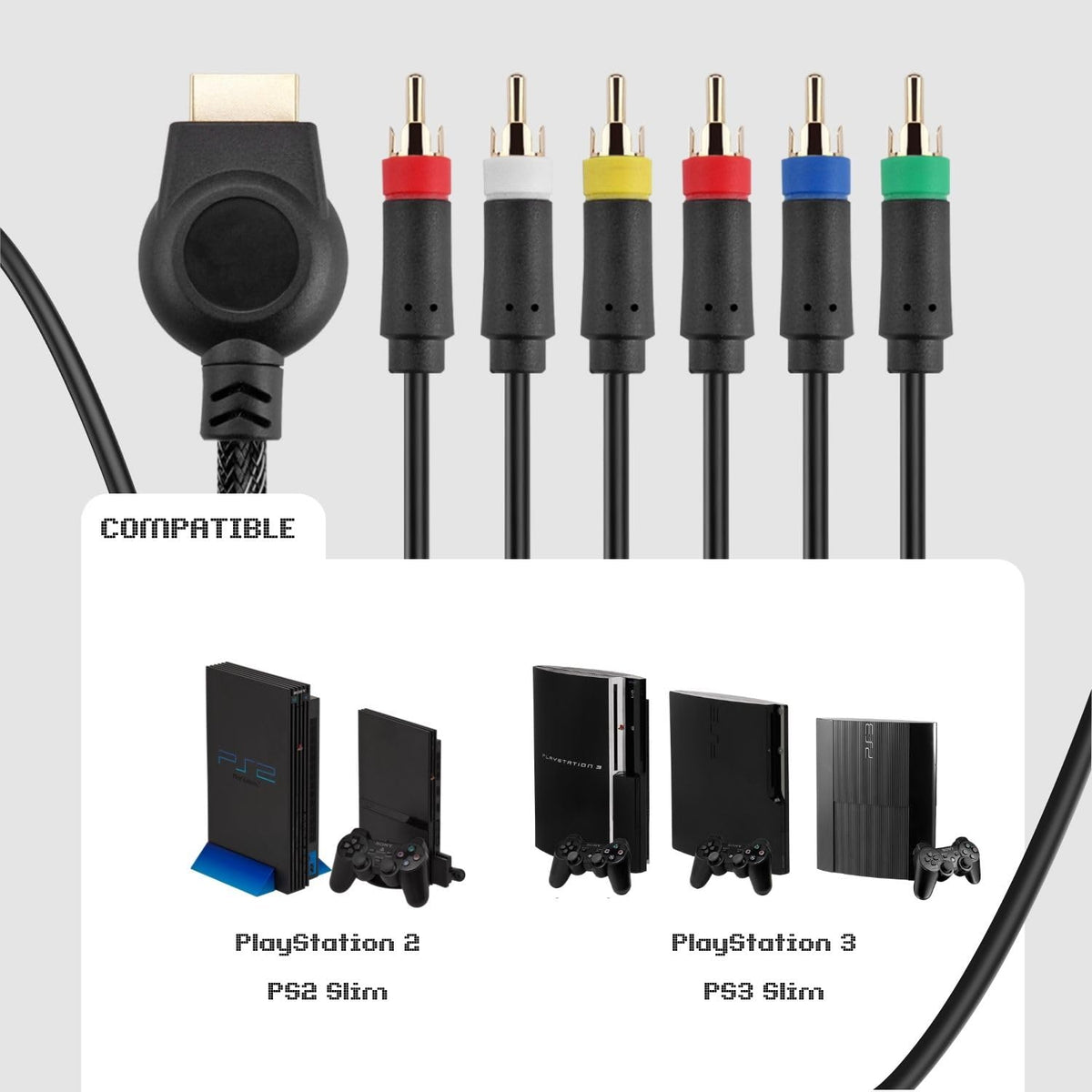 TNP 6-foot component cable with color-coded connectors simplifies quick, reliable setup.