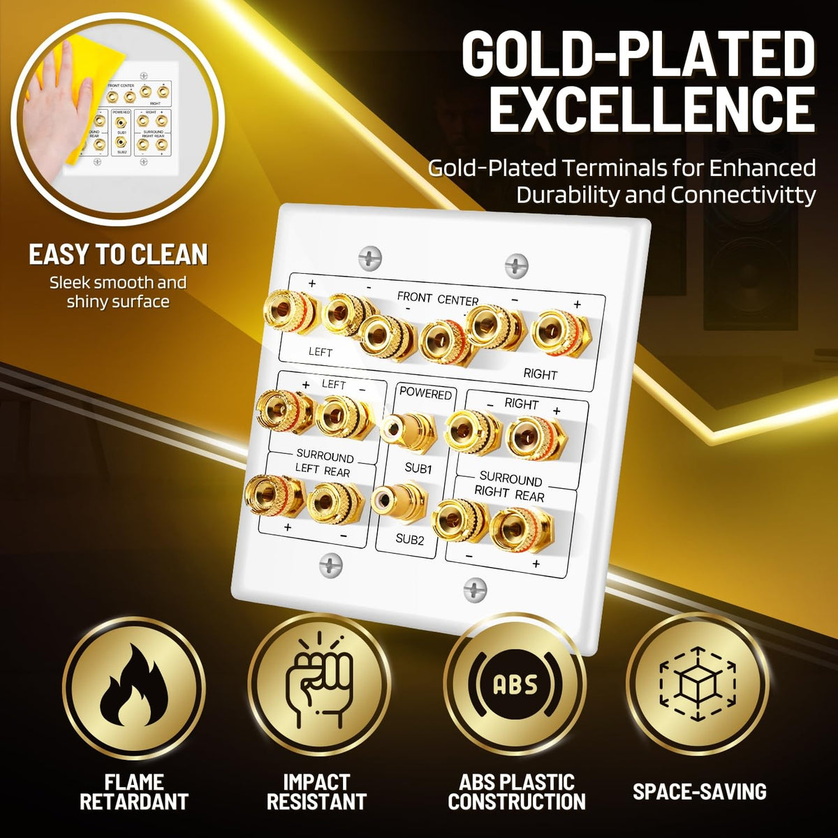 TNP Products gold-plated connectors wall plate provides corrosion resistance for lasting performance.