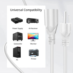 TNP universal power extension cord with white molded connectors for durability.