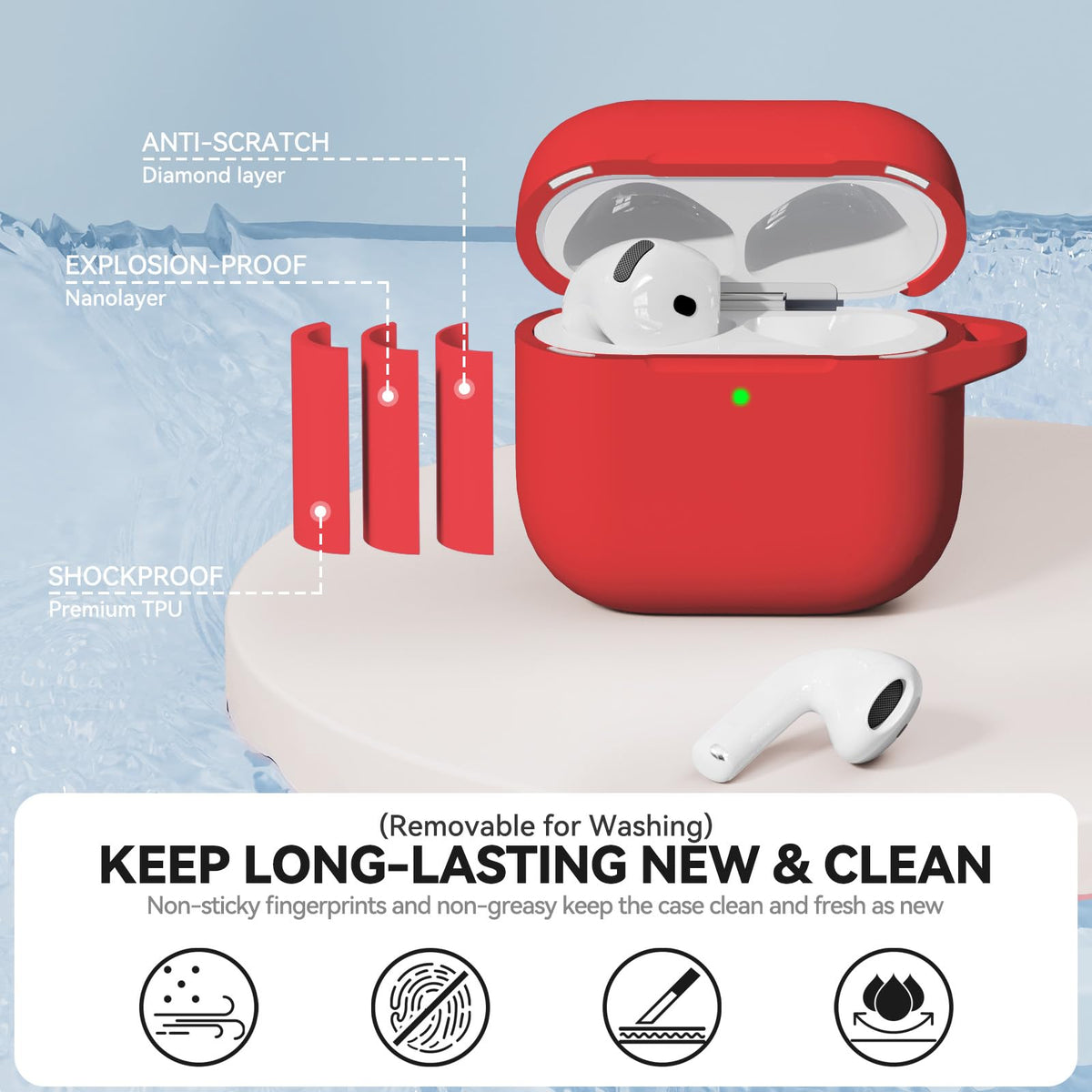 TNSNK AirPods 4 case includes a cleaner kit for maintenance