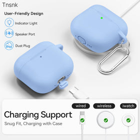TNSNK AirPods 4 case includes a keychain for portable organization.
