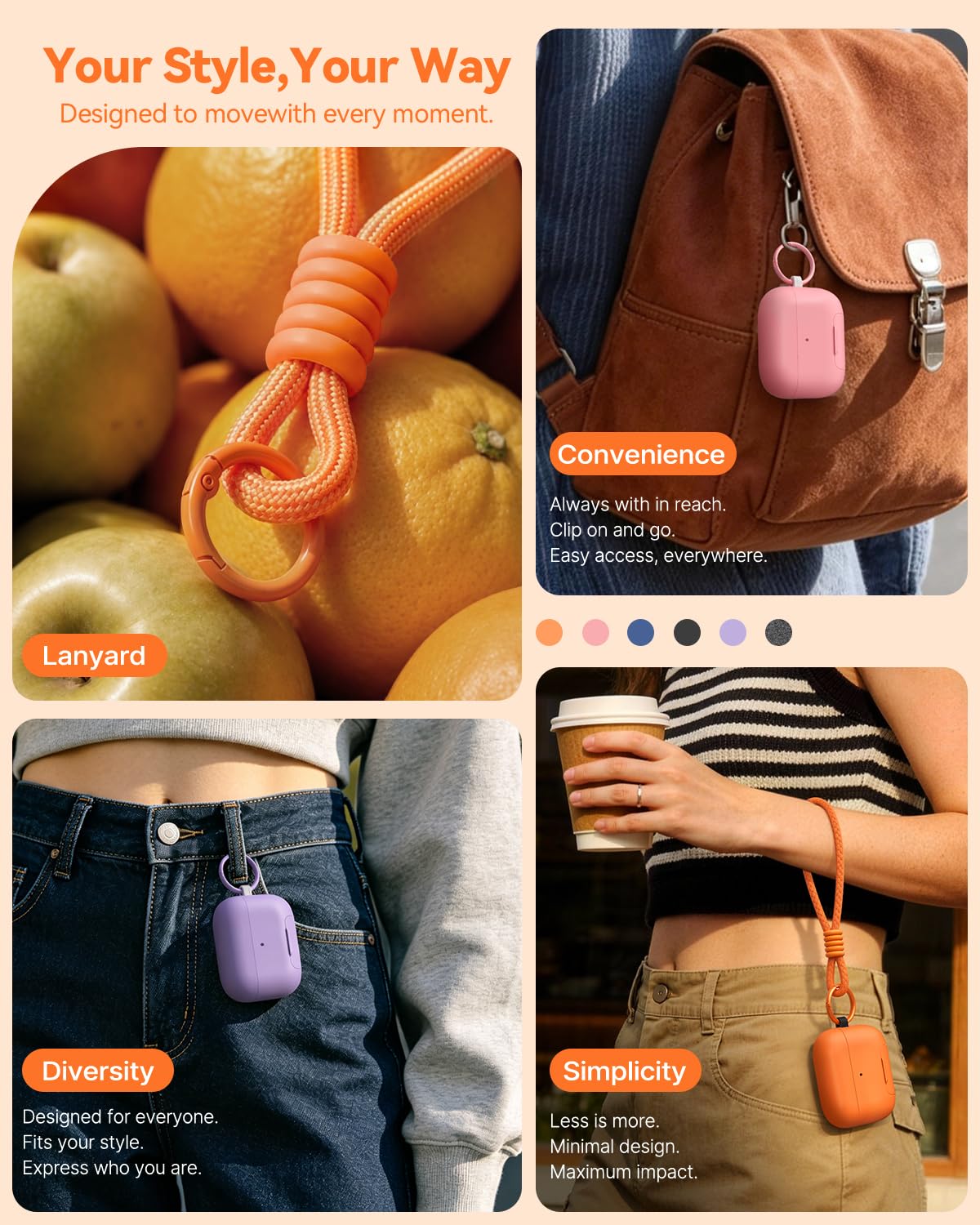 TNSNK AirPods Pro 3 Case orange includes three-in-one cleaning pen set.