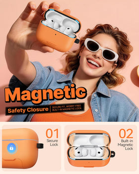 TNSNK AirPods Pro 3 Case orange provides reliable drop protection.
