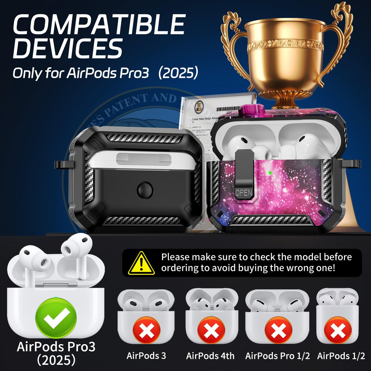 TNSNK AirPods Pro 3 case front LED visibility for easy charging status