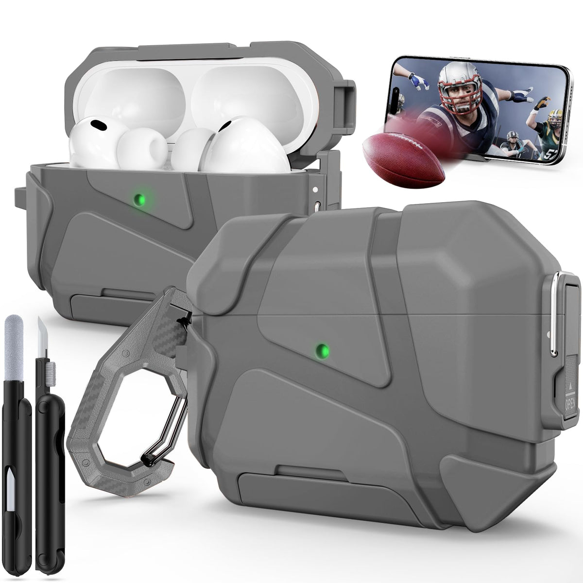TNSNK AirPods Pro 3 gray case cover protects the charging case on the go