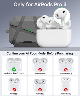 Safety lock on the TNSNK AirPods Pro 3 gray case prevents accidental openings