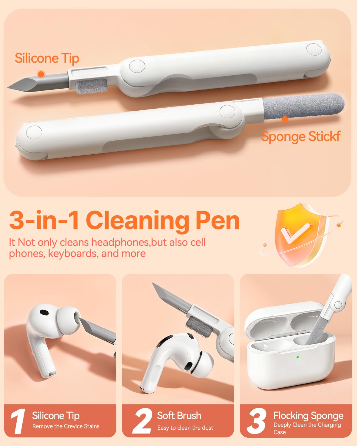 TNSNK AirPods Pro 3 Case orange with lanyard for easy portability.
