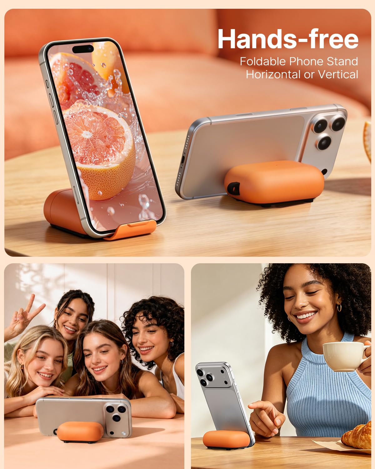 TNSNK AirPods Pro 3 Case orange shows MagSafe compatibility indicator window.