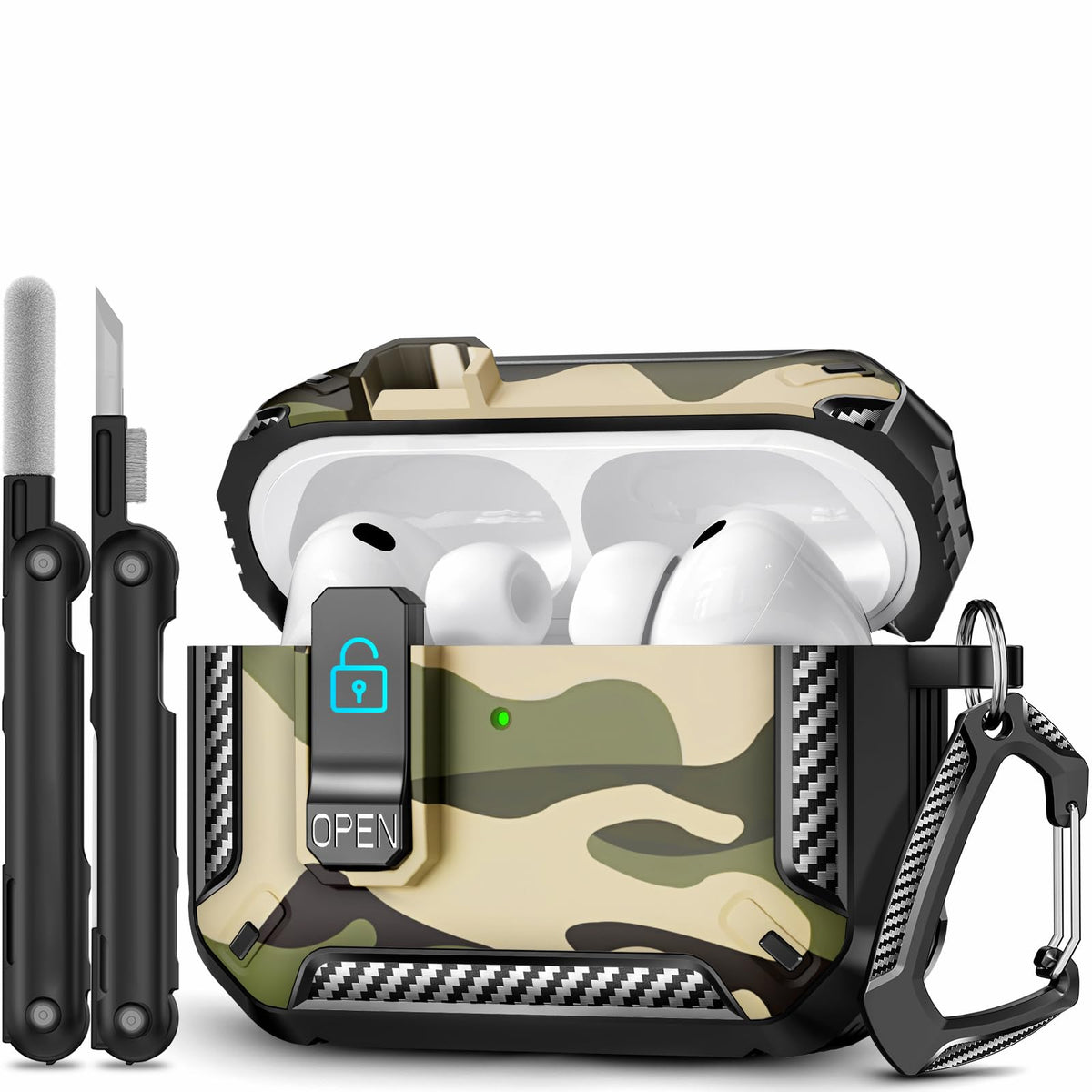 TNSNK AirPods Pro 3 case with security lock protects against accidental openings.