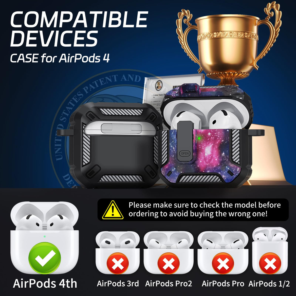 TNSNK AirPods 4 case safety lock prevents accidental opening during transport.