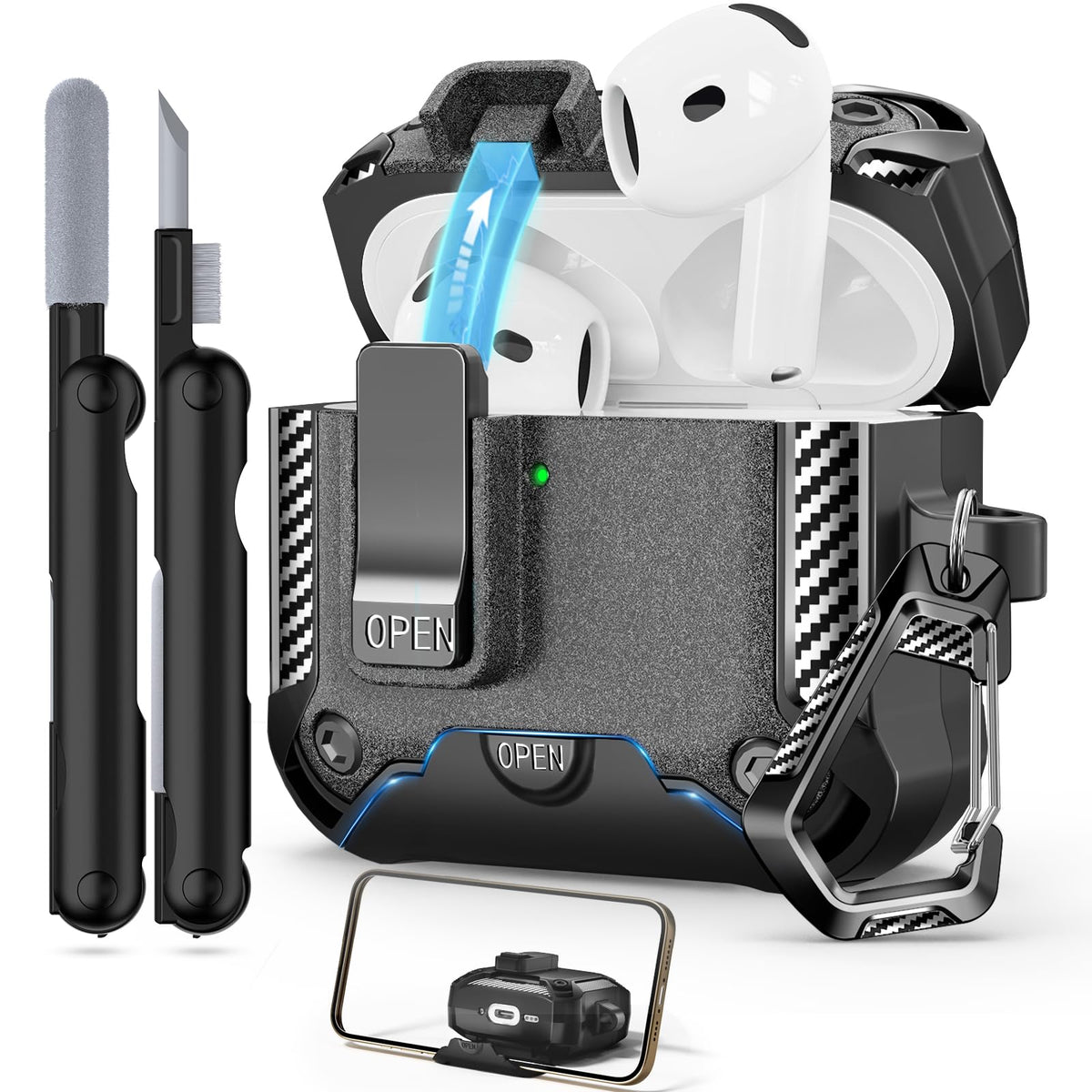 TNSNK AirPods 4 case with front LED shows charging status