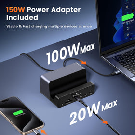 TobenONE 150W power supply powering a laptop during heavy work