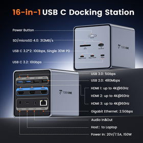 TobenONE 150W power supply powering the dock and workstation