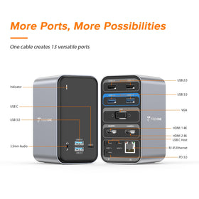 Tobenone compact dock setup without a power adapter for travel