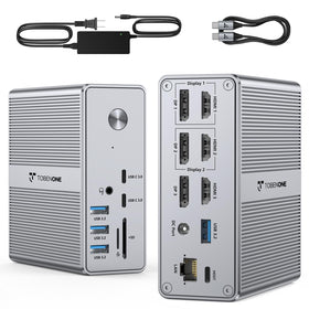 TobenONE DisplayLink docking front view with triple HDMI ports for expanded workspace