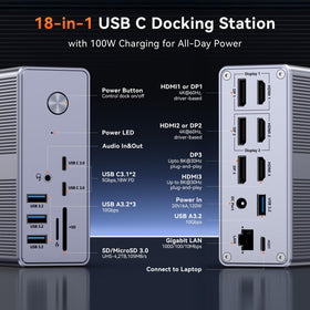 18-port layout on TobenONE docking station for versatile peripherals