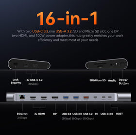 TobenONE dock shows dual HDMI and DisplayPort outputs for flexible displays.