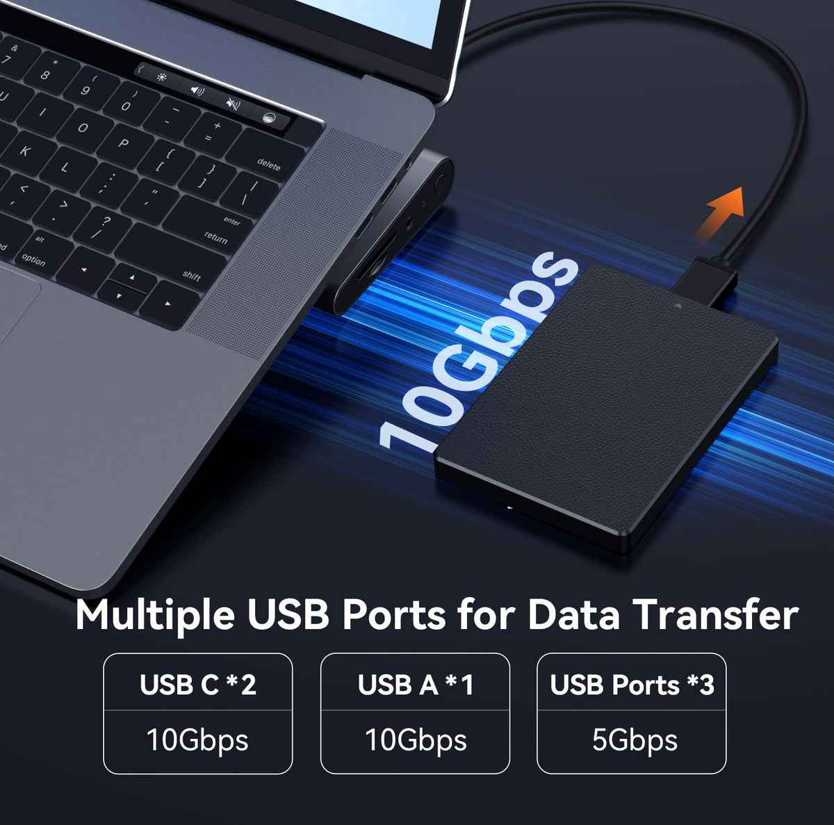 TobenONE docking station with 2.5Gbps Ethernet for stable connections.