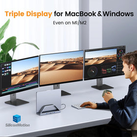 TobenONE dual 4K monitor setup delivers crisp visuals for multitasking and presentations.