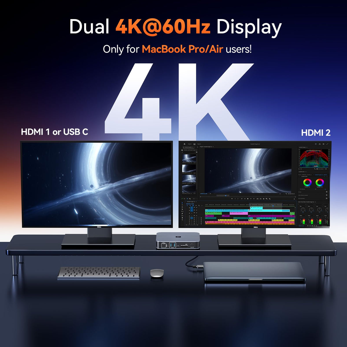 TobenONE dual 4K60Hz HDMI display link delivering crisp visuals