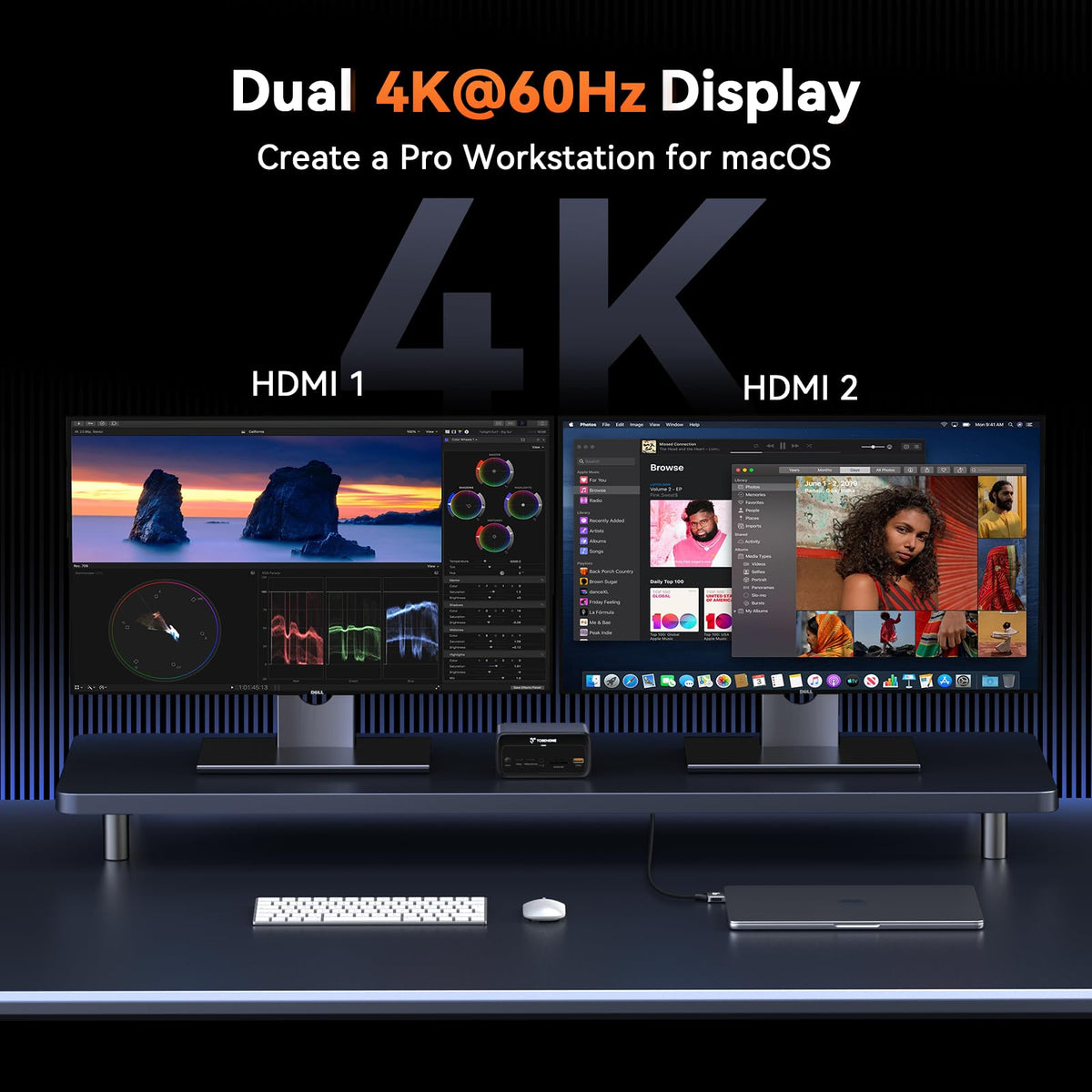 Tobenone dual 4K60Hz setup enabling multiple high-resolution displays