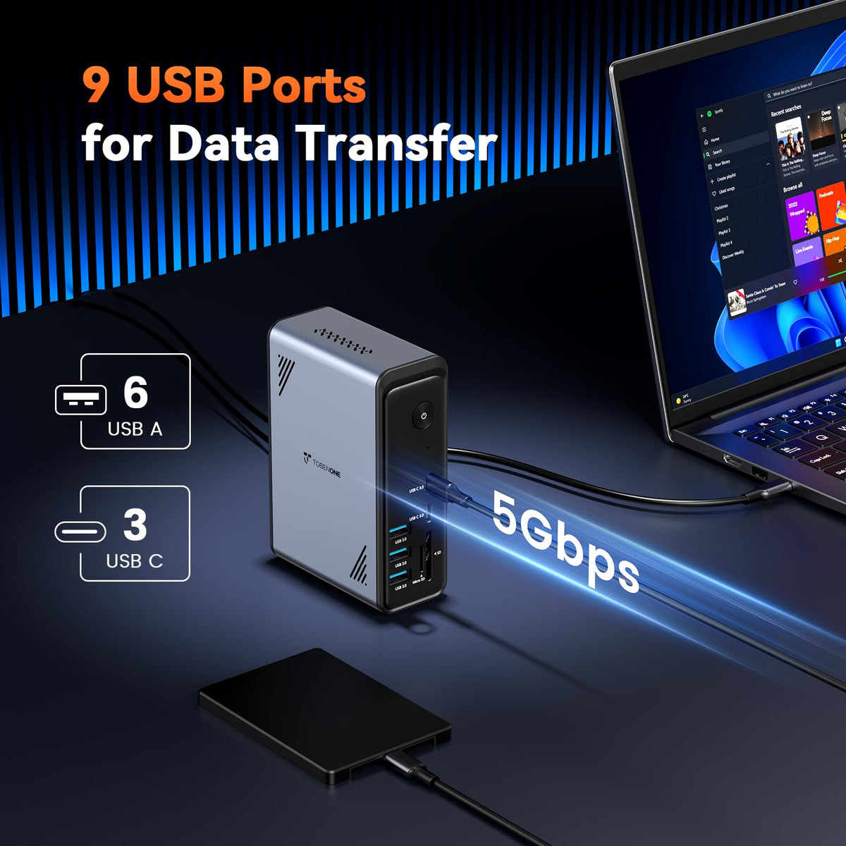 TobenONE gigabit Ethernet port provides fast wired network access for meetings.