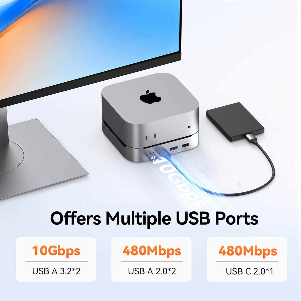 TobenONE M4 Dock USB and SD/microSD ports for fast transfers