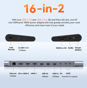 Tobenone MacBook Docking Station audio port supports headphones or speakers.