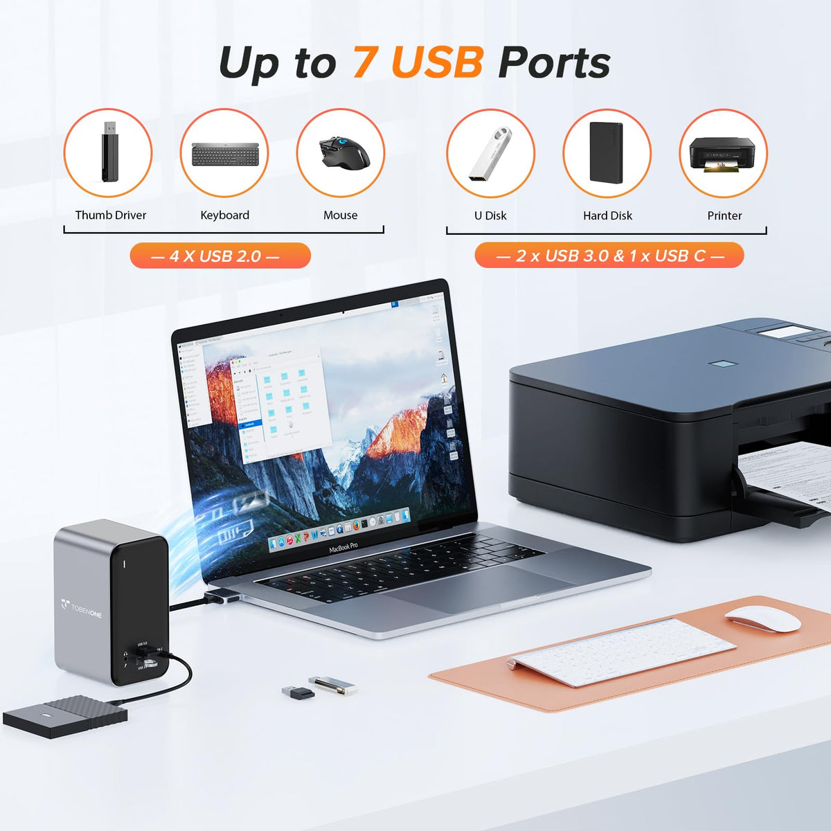 Tobenone PD3.0 port delivering up to 100W input power for charging