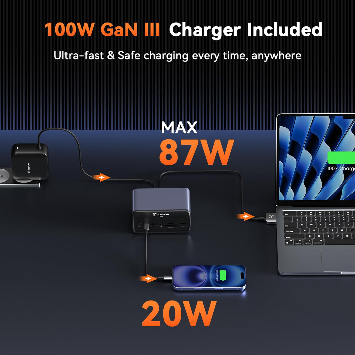 Tobenone USB port panel with seven ports for peripherals