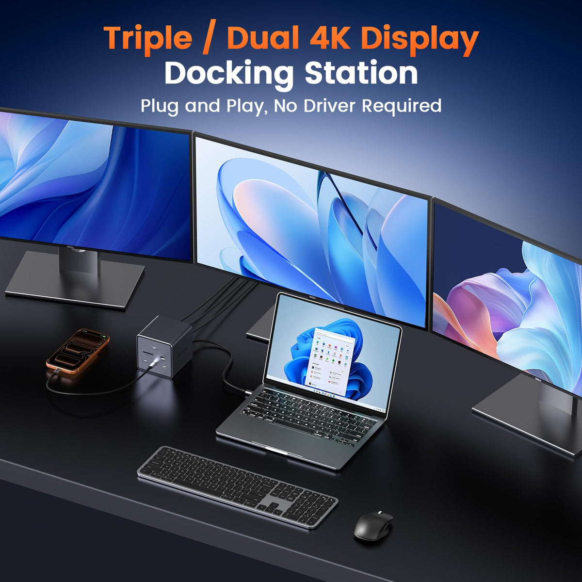 TobenONE three HDMI displays connected for immersive multitasking