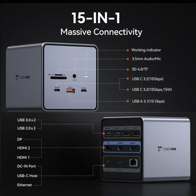 Tobenone dock shows a 150W power adapter delivering stable charging