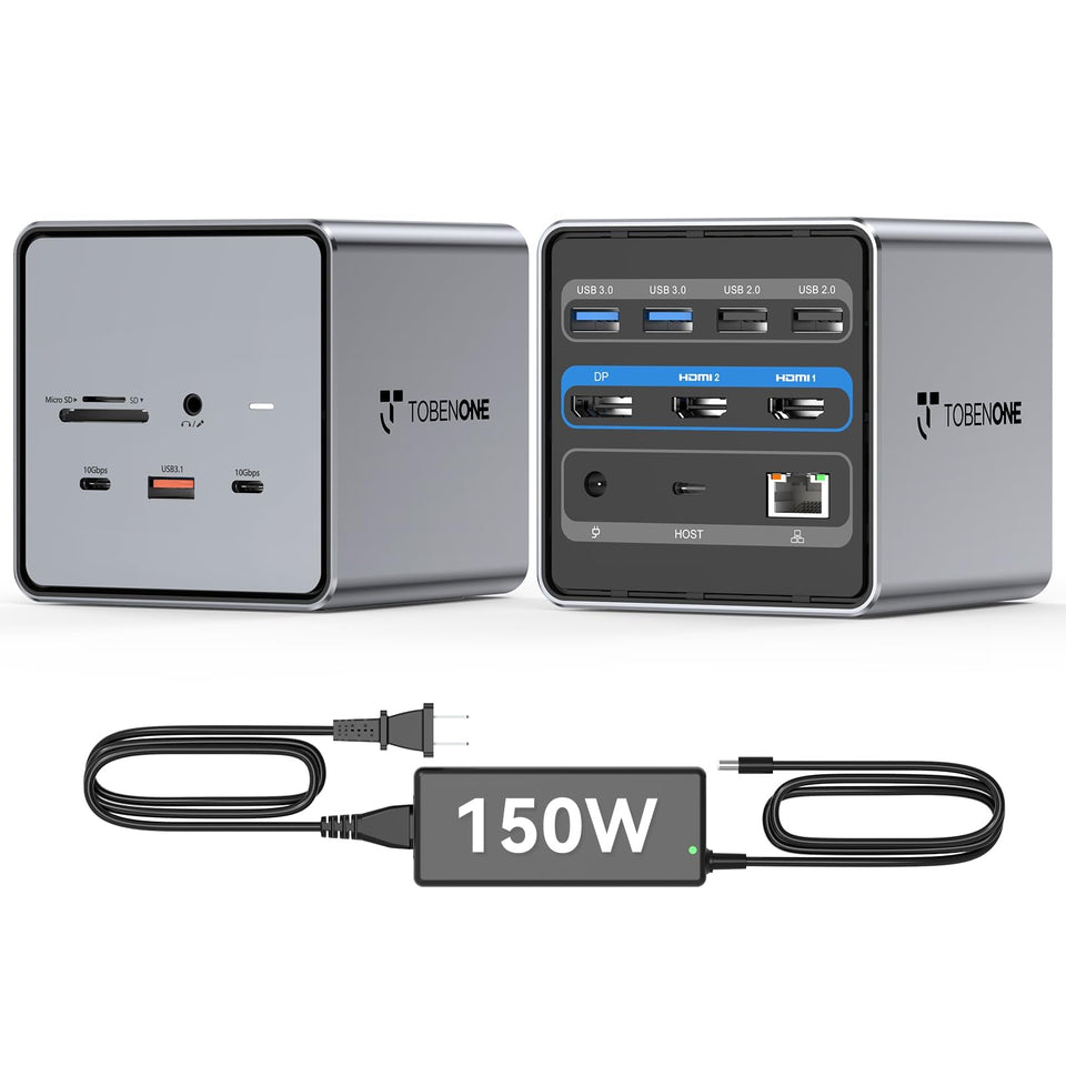 Tobenone USB-C dock with two HDMI outputs for flexible multi-monitor setups