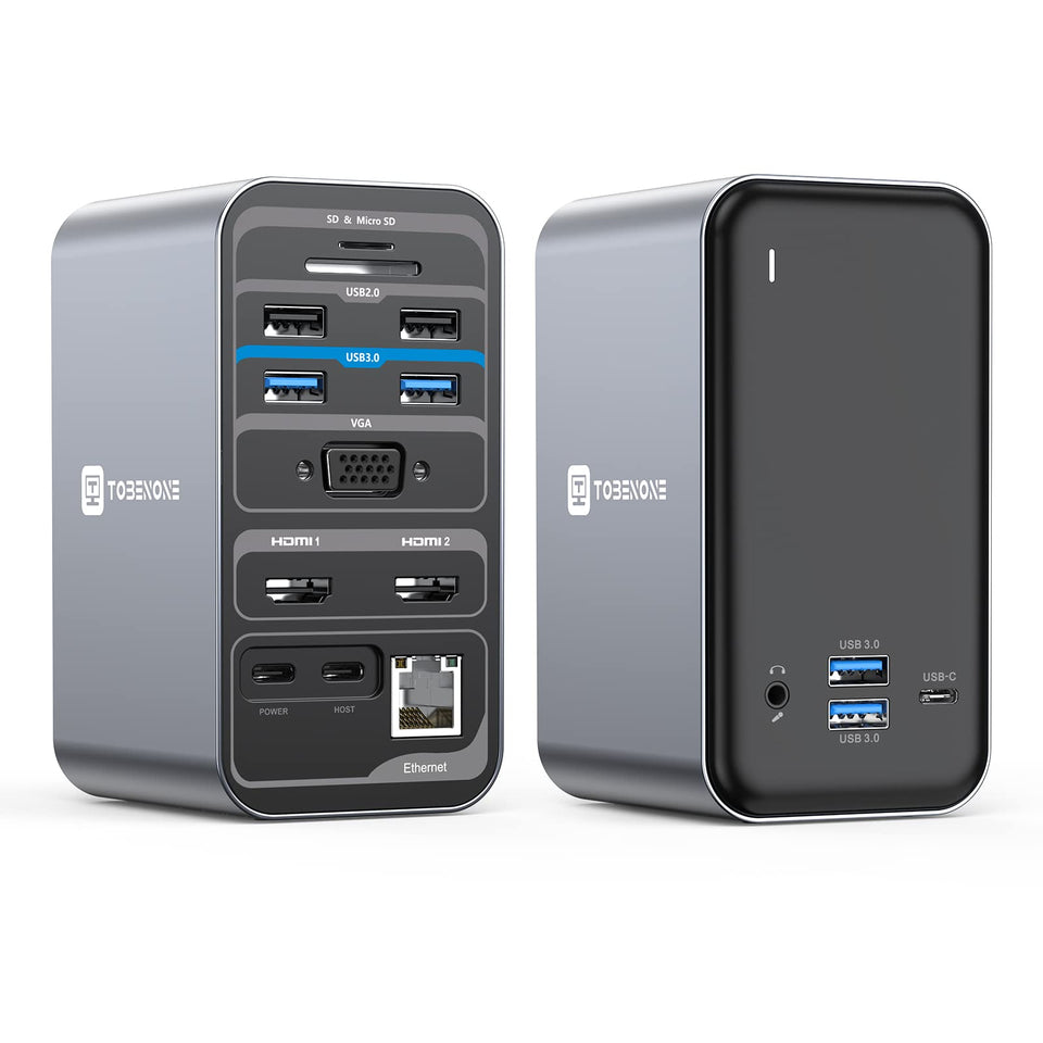 TobenONE USB-C docking station enables a seamless dual-monitor setup for multitasking.