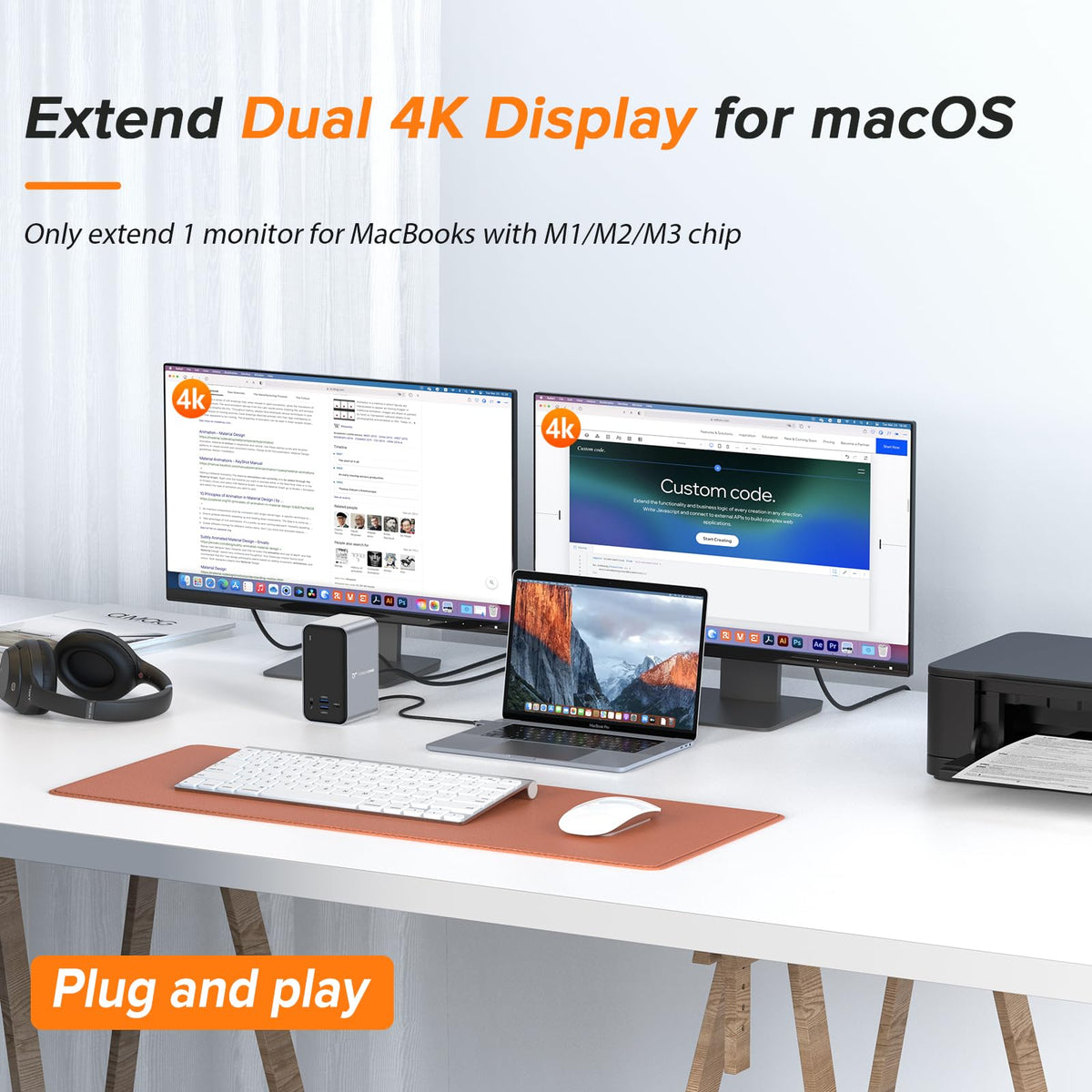 Tobenone USB-C multi-port hub with quick data transfer for peripherals