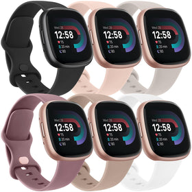 Tobfit 6-pack band for Fitbit Versa 4—soft, skin-friendly TPU for comfortable all-day wear.