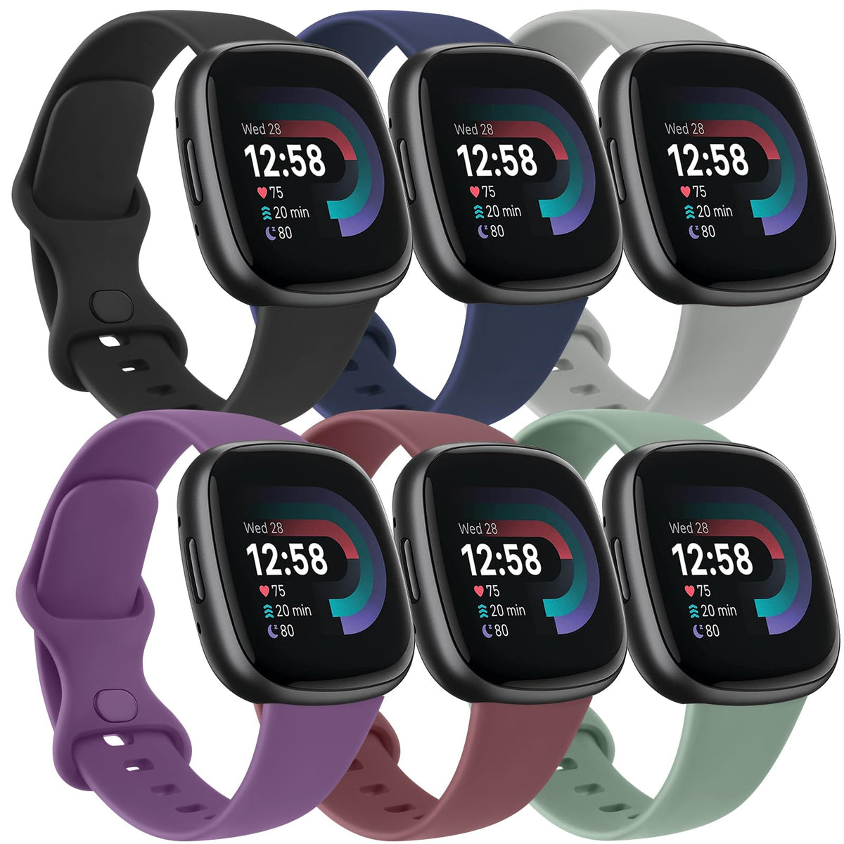 Tobfit Versa 4 small colorful bands set offers daily style and comfortable wear.