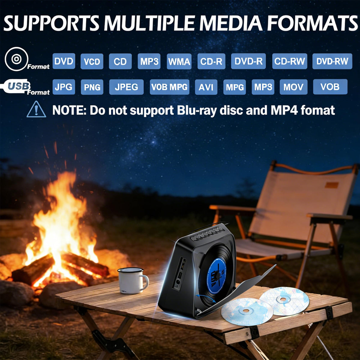 TODANGAI 4000mAh battery enables hours of playback on road trips.
