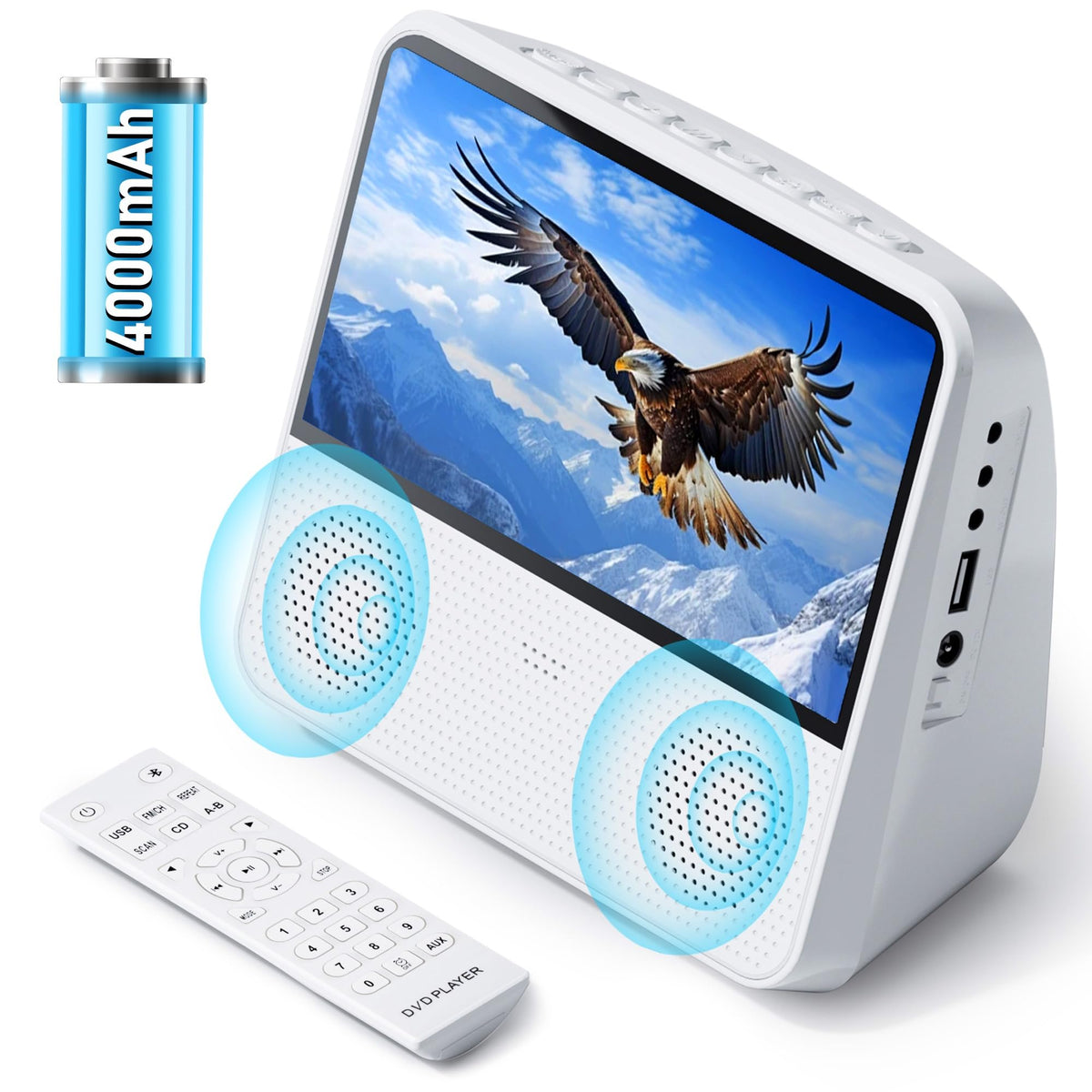 TODANGAI front view showing 7-inch screen and clear image for portable entertainment