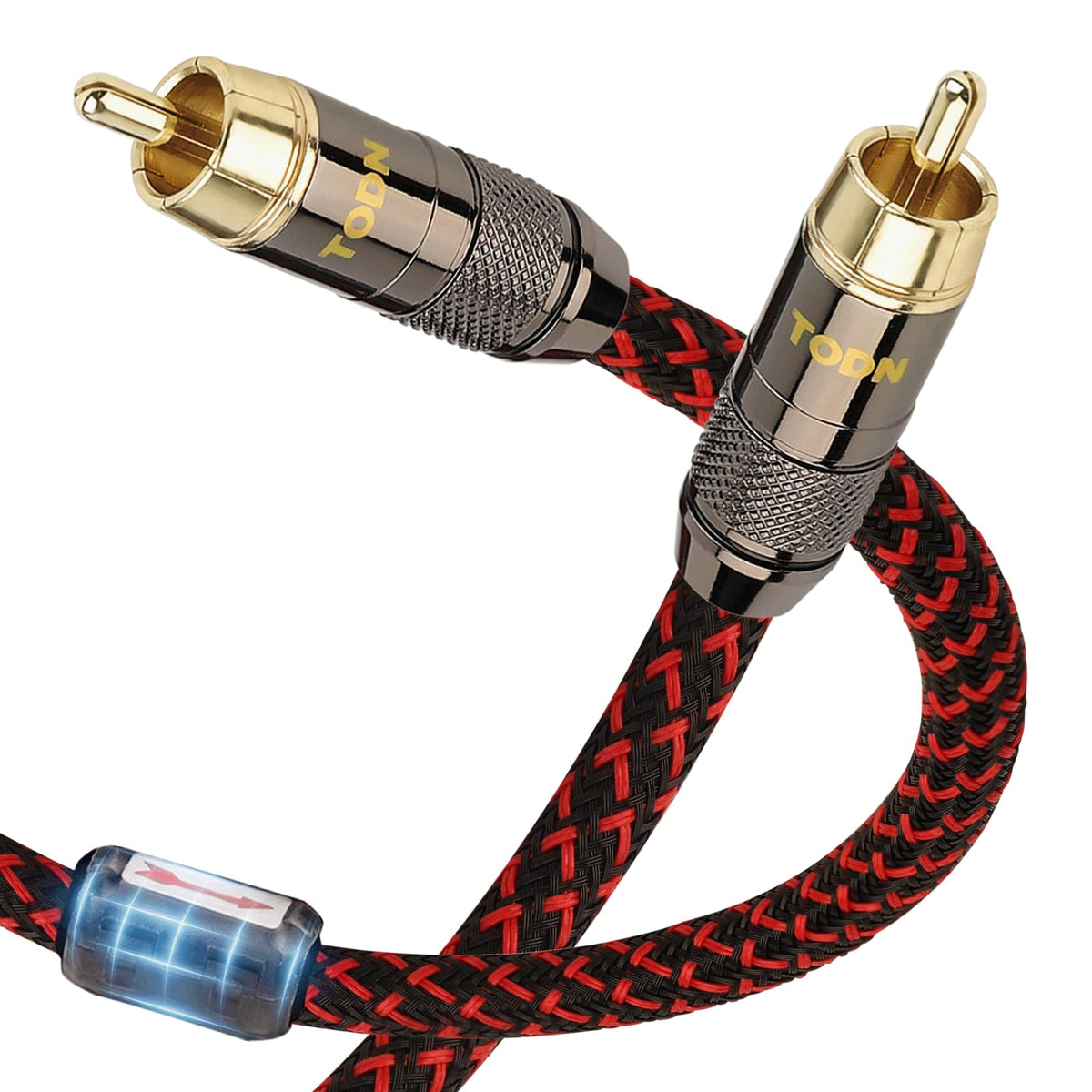 TODN Audiophile digital coaxial cable with RCA 75-ohm for clean digital audio transmission.
