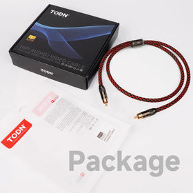 TODN RCA male-to-male cable suitable for Blu-ray players and sound processors.