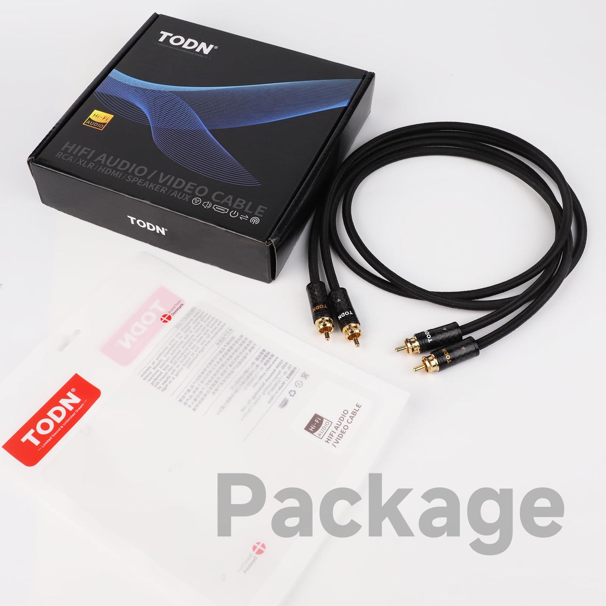TODN burn-in-ready RCA cable may smooth signal over time for refined playback.