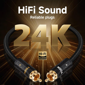 TODN RCA cable with cotton-braided sheath for durability and premium handling.