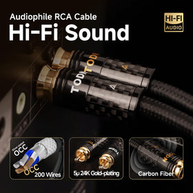 TODN 3ft RCA cable length ideal for typical home stereo layouts.