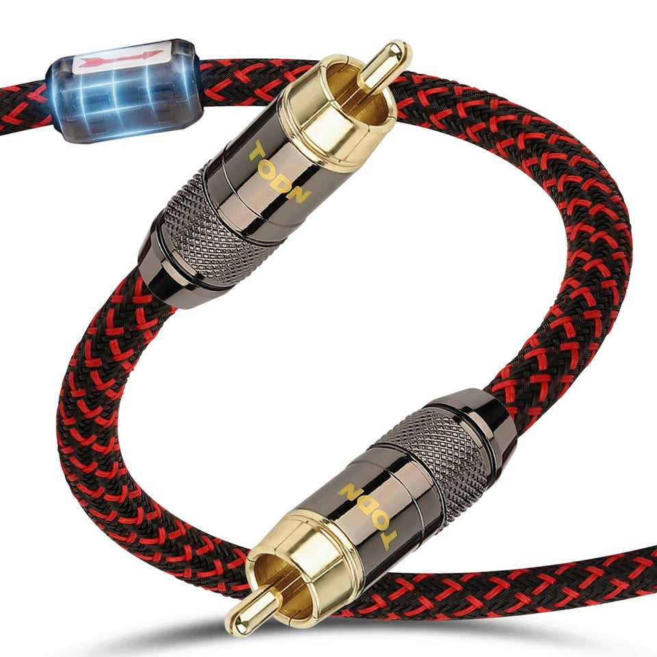 TODN hi-fi digital coaxial cable 3ft with RCA connectors for clean signal transfer.